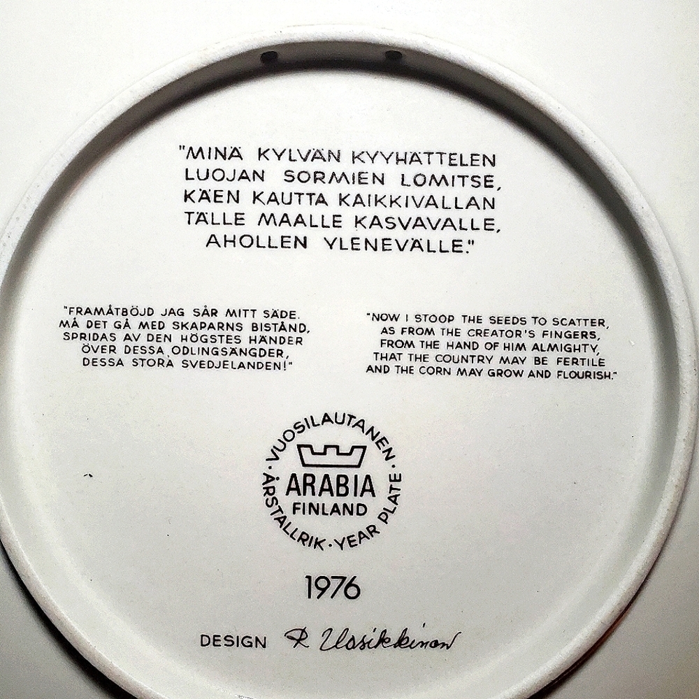 VINTAGE 1976 KALEVALA Series Collectible Wall Plate, Produced by Arabia Finland - Picture 3 of 3